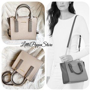 MICHAEL KORS ALESSA MESSENGER TRUFFLE/MUSHROOM